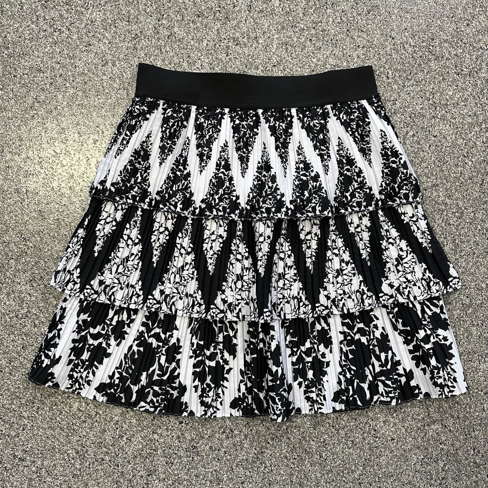 White House Black Market Skirt Womens S Pleated Layered WHBM Pull On Lined